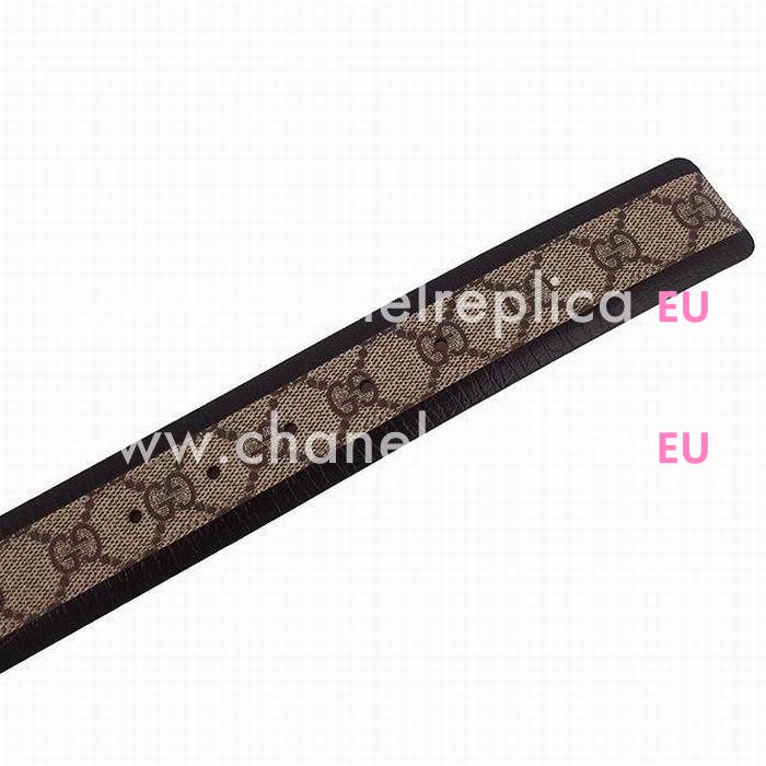 Gucci Fabric Canvas-Cowhide Belt In Coffee G5503729