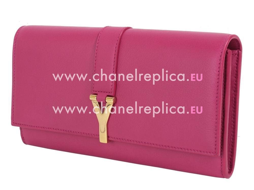 YSL Chyc Leather Leather Clutch Y CalfskinWallets In Pink YSL4973296