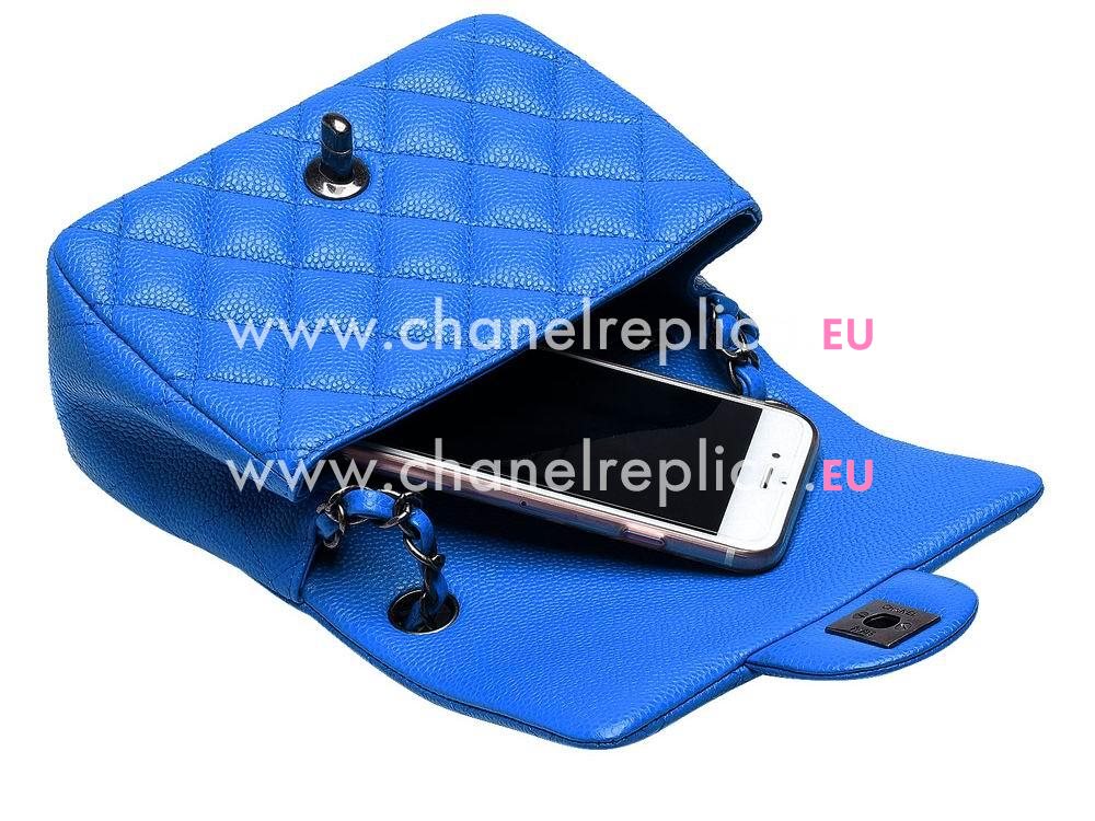 Chanel Mini Coco Caviar Flap Bag Electric Blue A35209