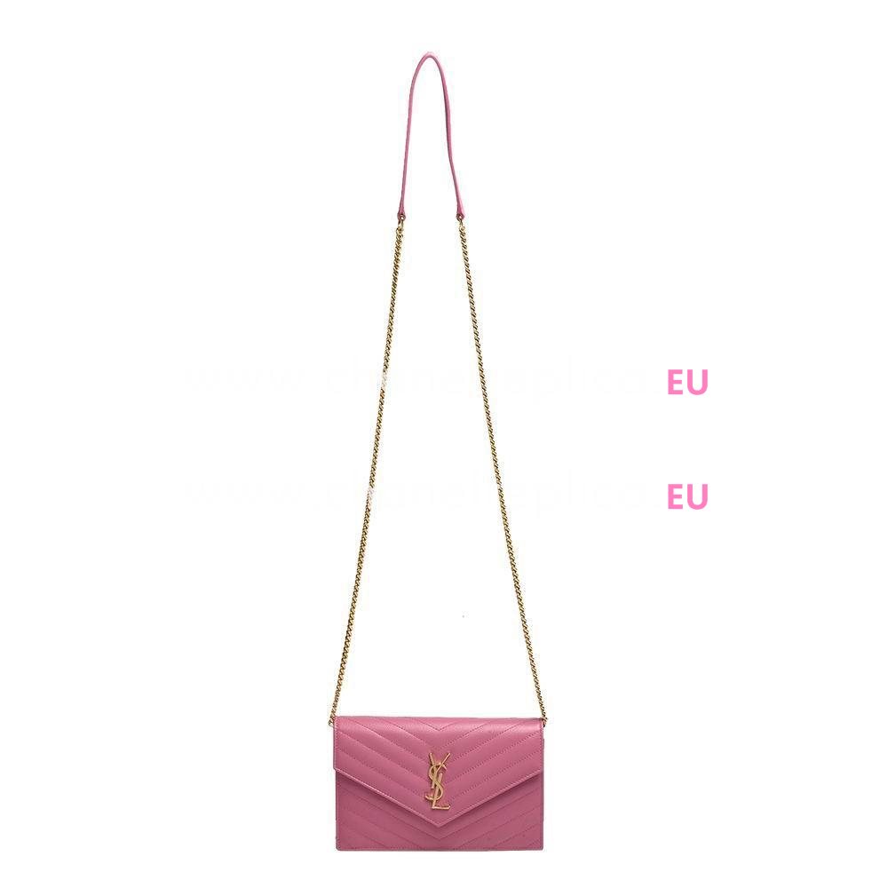 YSL Saint Laurent Monogram YSL Logo Caviar Calfskin Bag Pink Y6113009