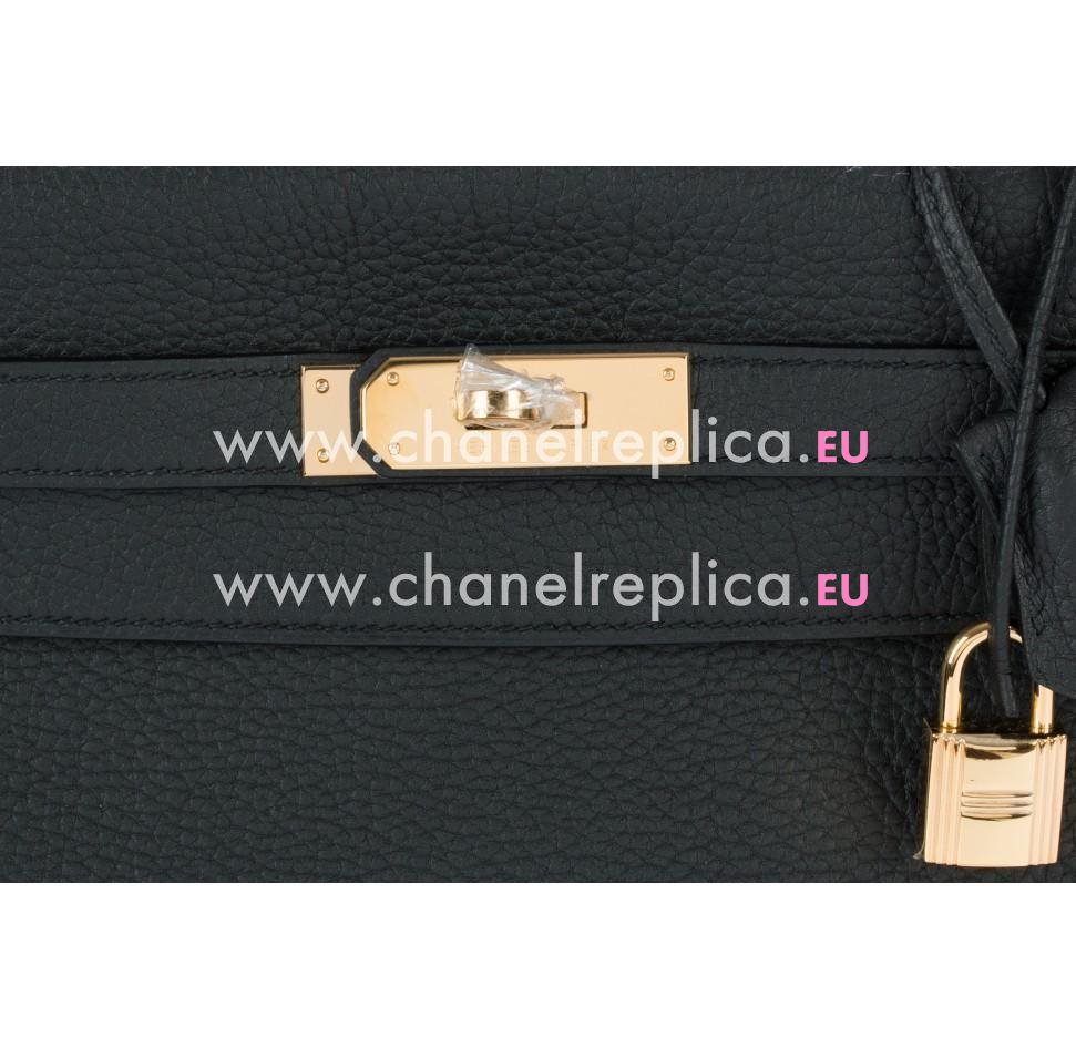 Hermes Kelly 32 Black Clemence Leather Gold Hardware Hand Sew Bag HK1032CLM