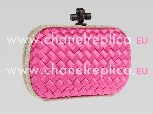 Bottega Veneta Intreciatto Silk Weave Knot Clutch in pink BGV51895