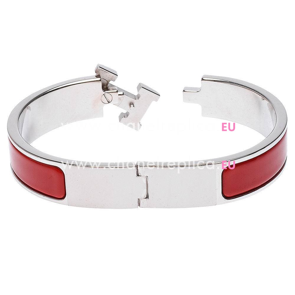 Hermes Clic H Logo Alloy R-Bracelet Red/Silvery H7021704