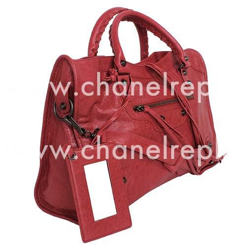 Balenciage City Lambskin Aged Brass hardware Classic Bag Vermilion B4545112