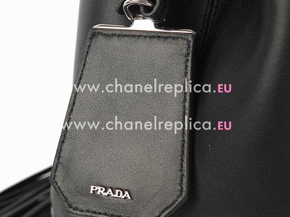 Prada Secchiello City Triangle Logo Calfskin Noe Bag Black PRB5069