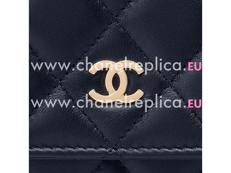 Chanel CC Logo Lambskin Woc Bag Gold Purplish Blue A33185