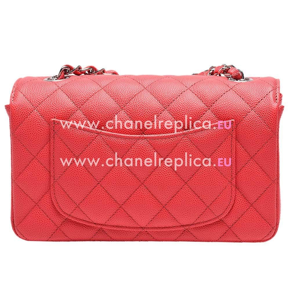 Chanel Caviar Leather Coco Flap Mini Silver Chain Rose Pink A355D7