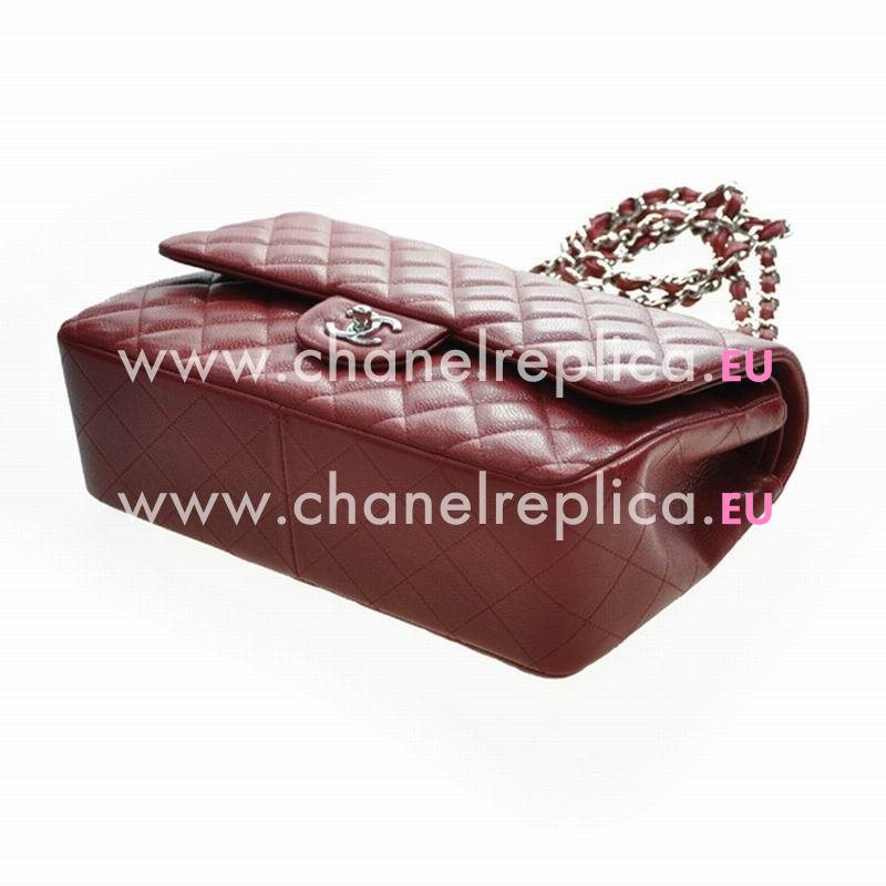 Chanel Patent Leather Jumbo Size Coco Flap Bag Silver Chain Red A58600CREDSS