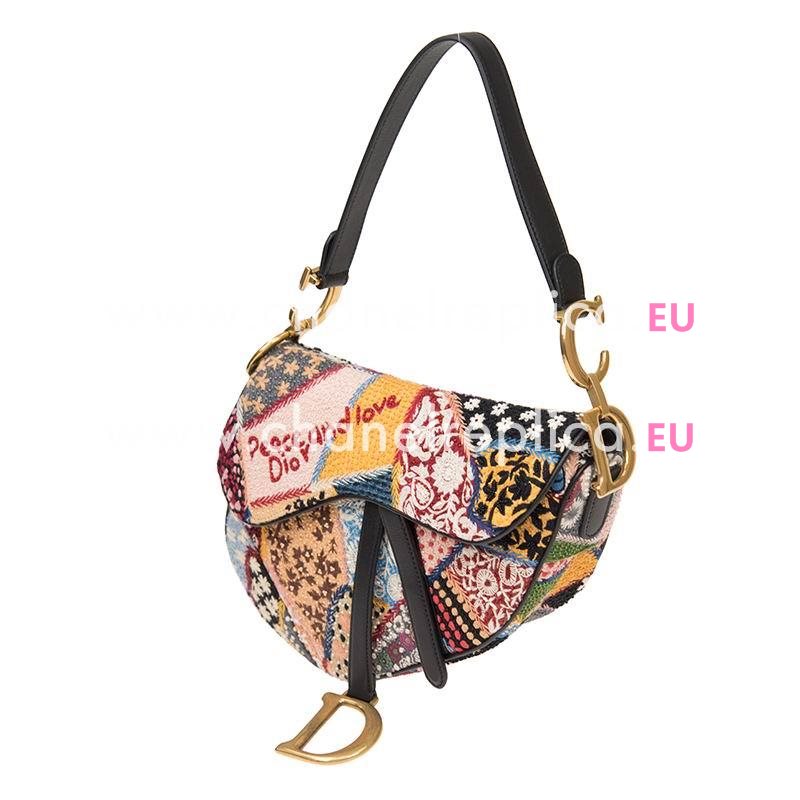Christian Dior Oblique Saddle Bag In Colorful M0446CRPR888
