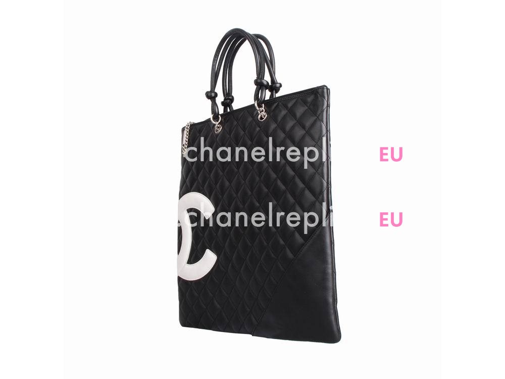 Chanel Lambskin Cambon Tote Bag Black(White CC) A28126B