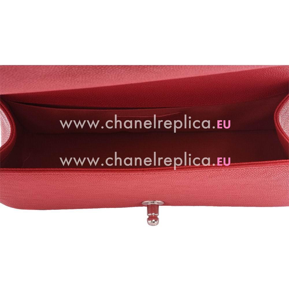 Chanel Caviar Leather Silver Chain Boy Medium Bag Rose Pink A725E55