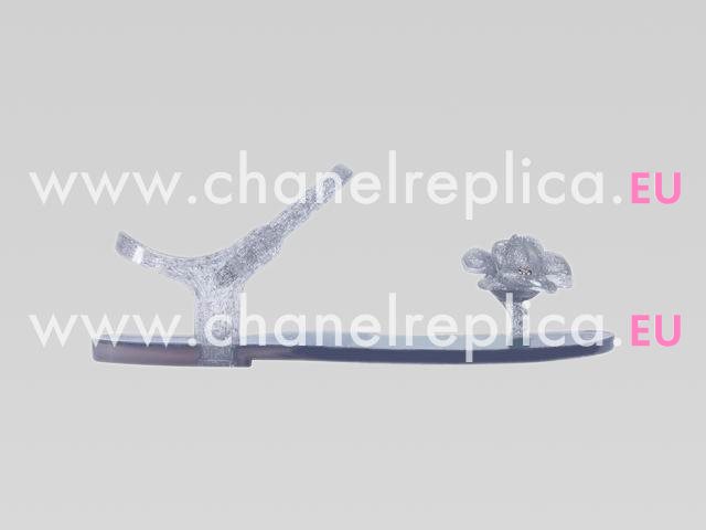 2013 Chanel Double C Camellia Strappy Sandals In Blue A44027