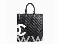 Chanel Lambskin Cambon Tote Bag Black(White CC) A28126B
