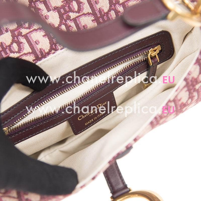 Dior Burgundy Dior Oblique embroidered canvas Saddle Bag M0446CTZQ974
