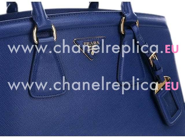 Prada Saffiano Lux Triangle Logo Cowhide Bag Dark Blue PR44234