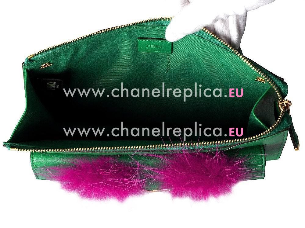 Fendi Petite 2Jours Bag Bugs Cowhide Hand/shouldbag Green/Purple F1548672