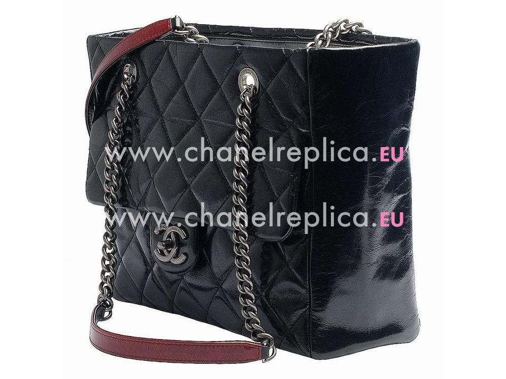 Chanel Calfskin CC Logo Classic Bag (black X bordeaux) A58508