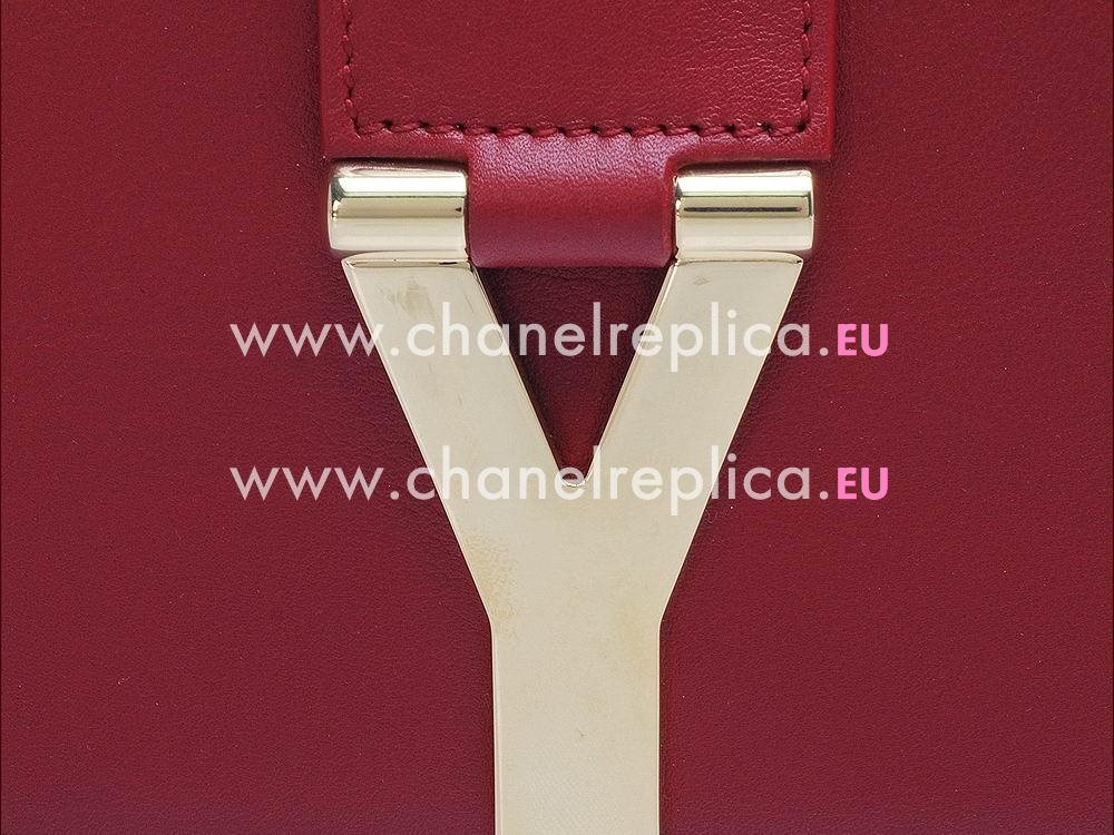 YSL Saint Laurent Cabas Pochette Y Calfskin Bag In Red YSL5184603