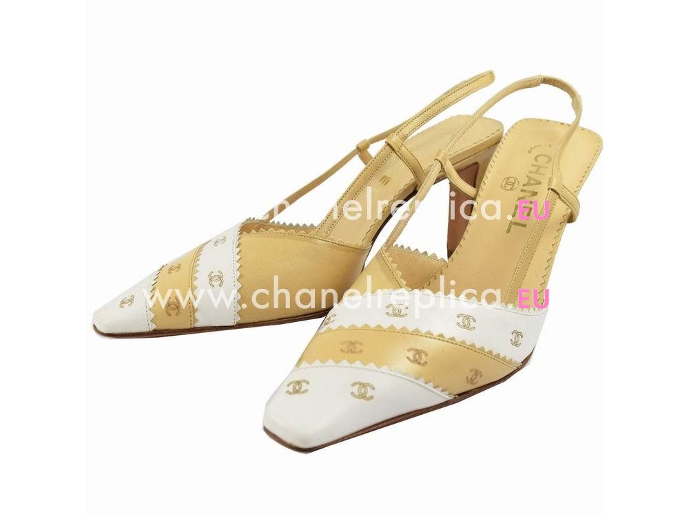 Chanel CC Logo Cowhide Points High-heeled Shoes Camel G49948
