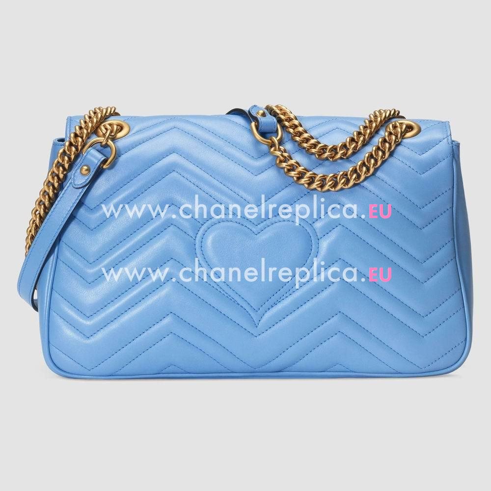 Gucci GG Marmont Matelasse Chevron Leather Shoulder Bag Light Blue 443496 DRW3T 4338