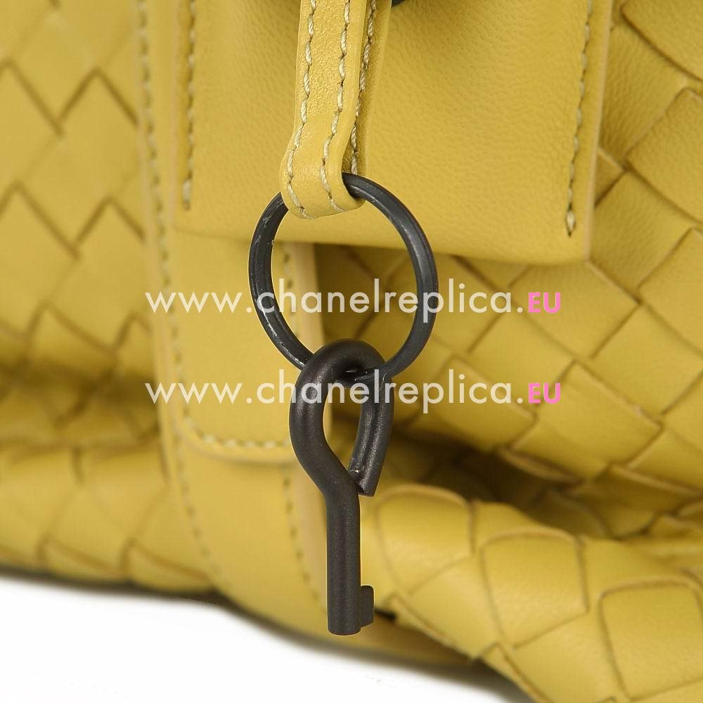 Bottega Veneta Classic Nappa Leather Zipper Woven Bag Yellow B5642203