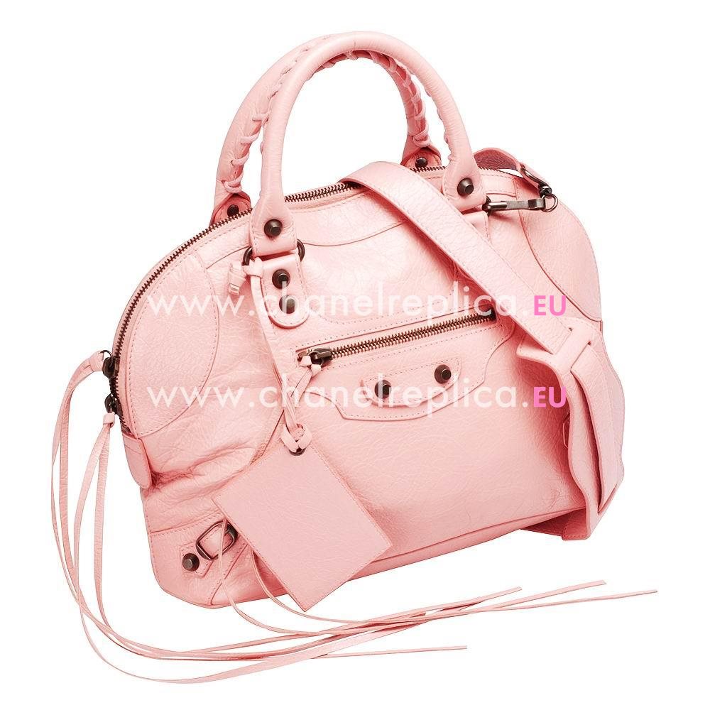 Balenciage Bowling Goatskin Aged Brass hardware Classic Mini Bag Pink B2055067