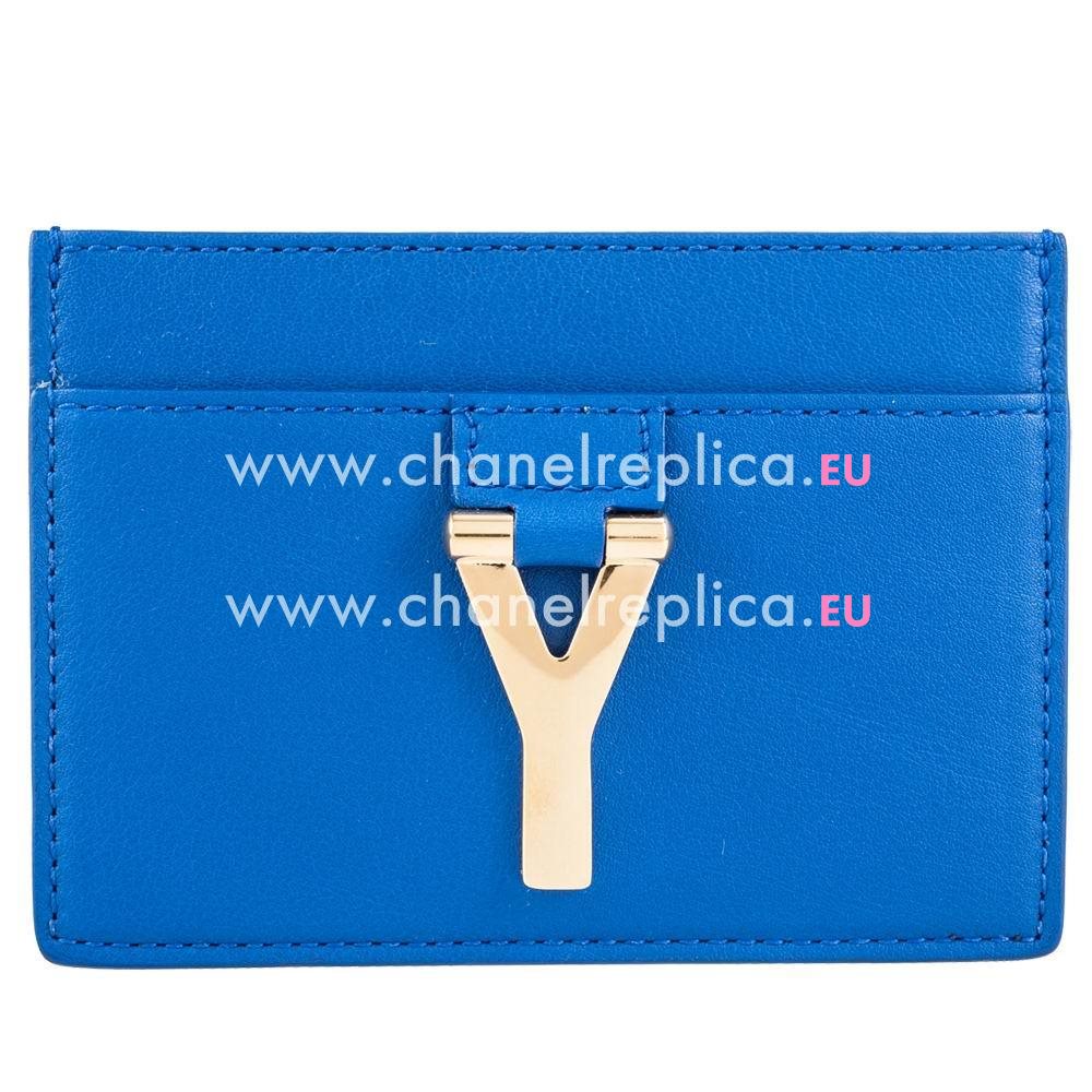YSL Saint Laurent Paris Caviar Calfskin Y Cardcase In jewelry blue YSL5145581