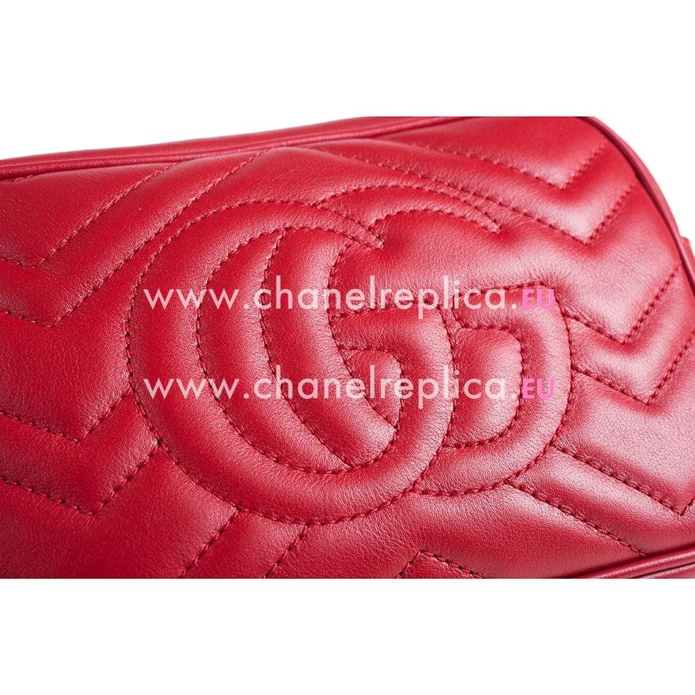 Gucci GG Marmont Calfskin Zipper Wellets In Red G7052601