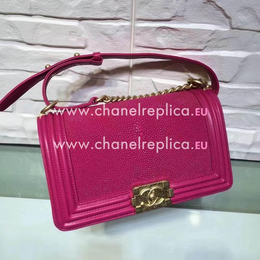 Chanel Boy Cuprum Hardware Trichogaster leeri Leather Bag Cherry C7032402