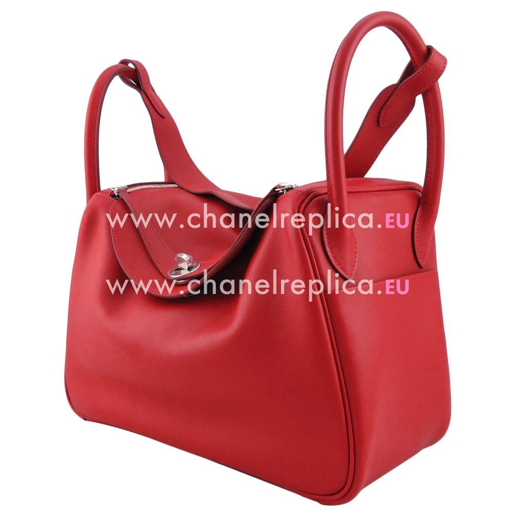 Hermes Lindy 30 Red 5E Swift Leather Bag Palladium Hardware HL2D8B5