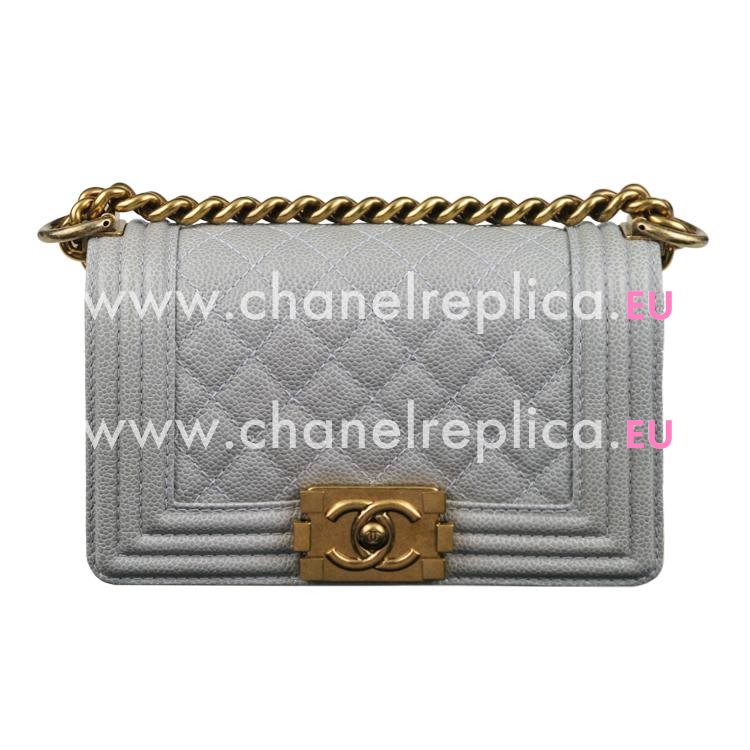 Chanel Grey Caviar Antique-Gold Chain Mini Boy Bag A67085GCG