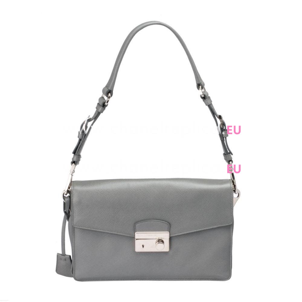 Prada Soft Saffiano Triangle Logo Bag Gray PR5417705