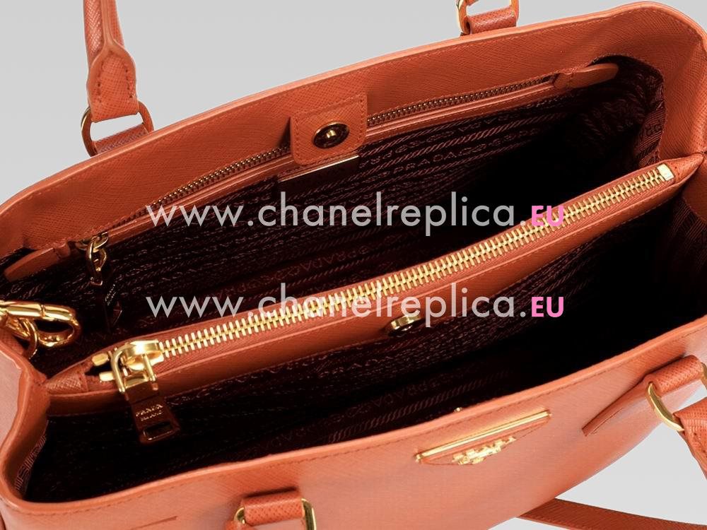 Prada Saffiano Lux Triangle Logo Handhand Orange P467836