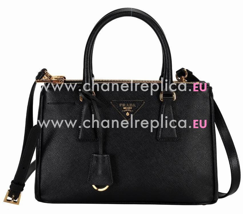 Prada Saffiano Triangle Logo Lux Leather Mini Handbag Black PBN2316