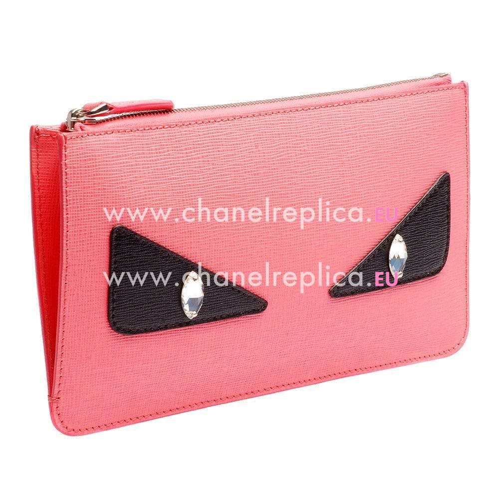 FENDI Monster Crayons Eye Cowhide Leather Wallets Candy Pink F1548722
