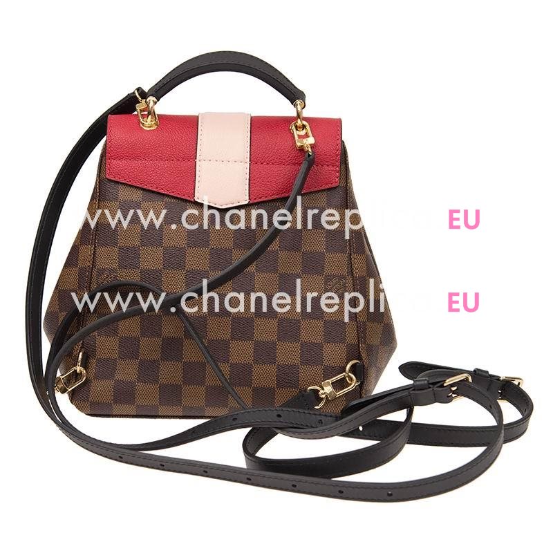 Louis Vuitton Damier Ebene Canvas And Small-Grained Cowhide Leather Clapton Backpack Scarlet N40104