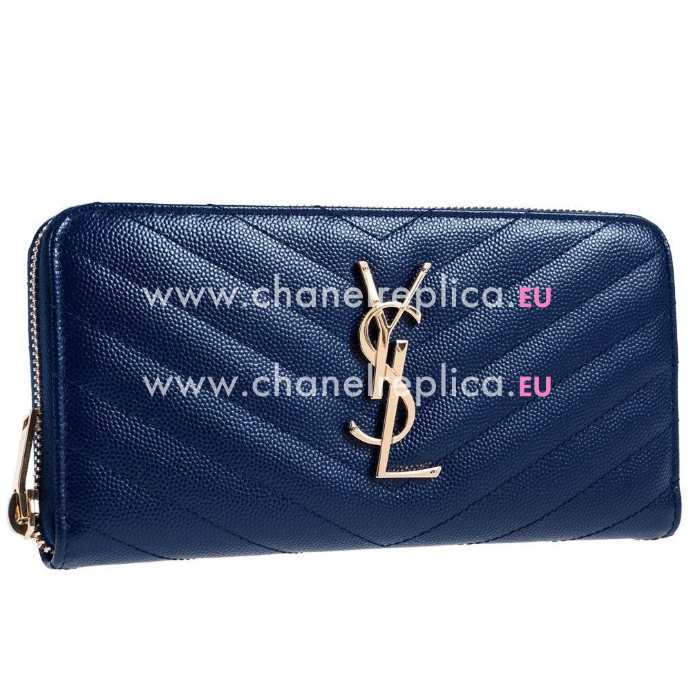 YSL Saint Laurent Caviar Calfskin Y Wallets In Blue YSL5783225