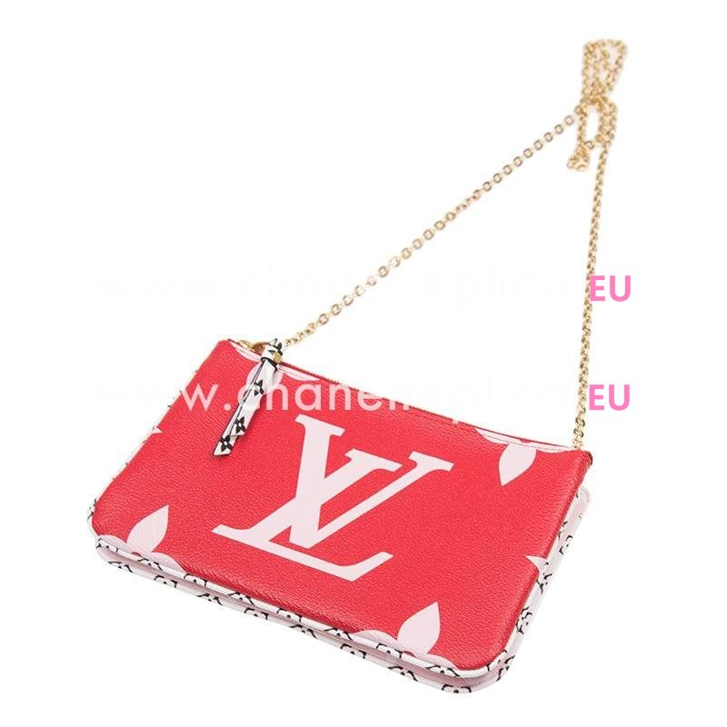 Louis Vuitton Monogram Canvas Pochette Double Zip Red Pink M67561