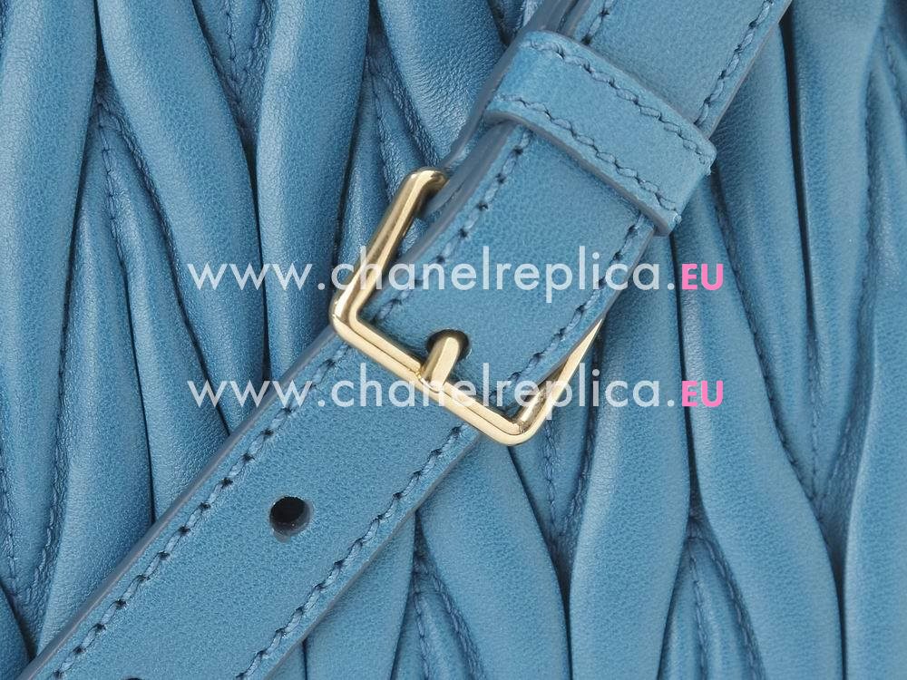 Miu Miu Matelasse Lamskin Handbag Peacock Blue RN1017