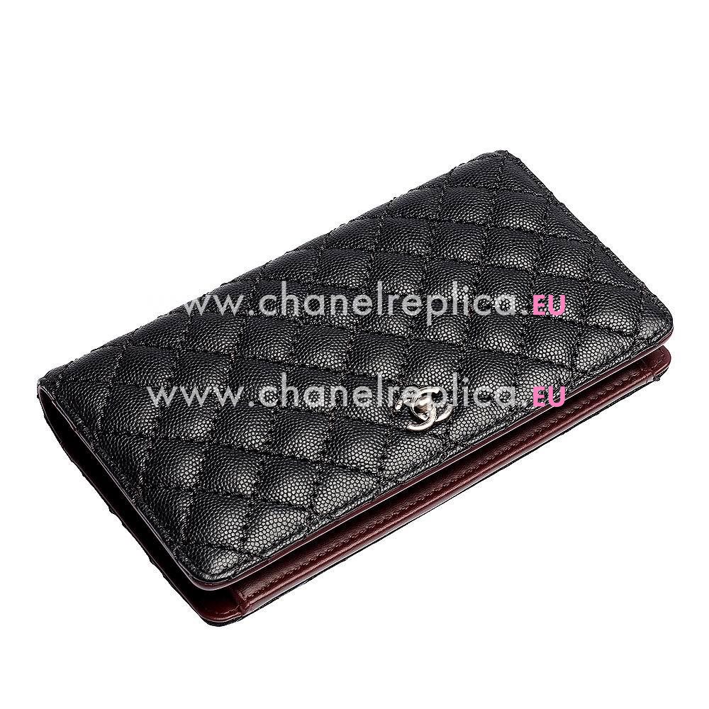 Chanel Caviar Anti-silver CC Long Wallet Black A652398