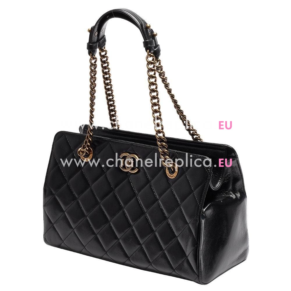 Chanel Calfskin Grand Shopper Small Tote Bag In Black(Gold) A50992