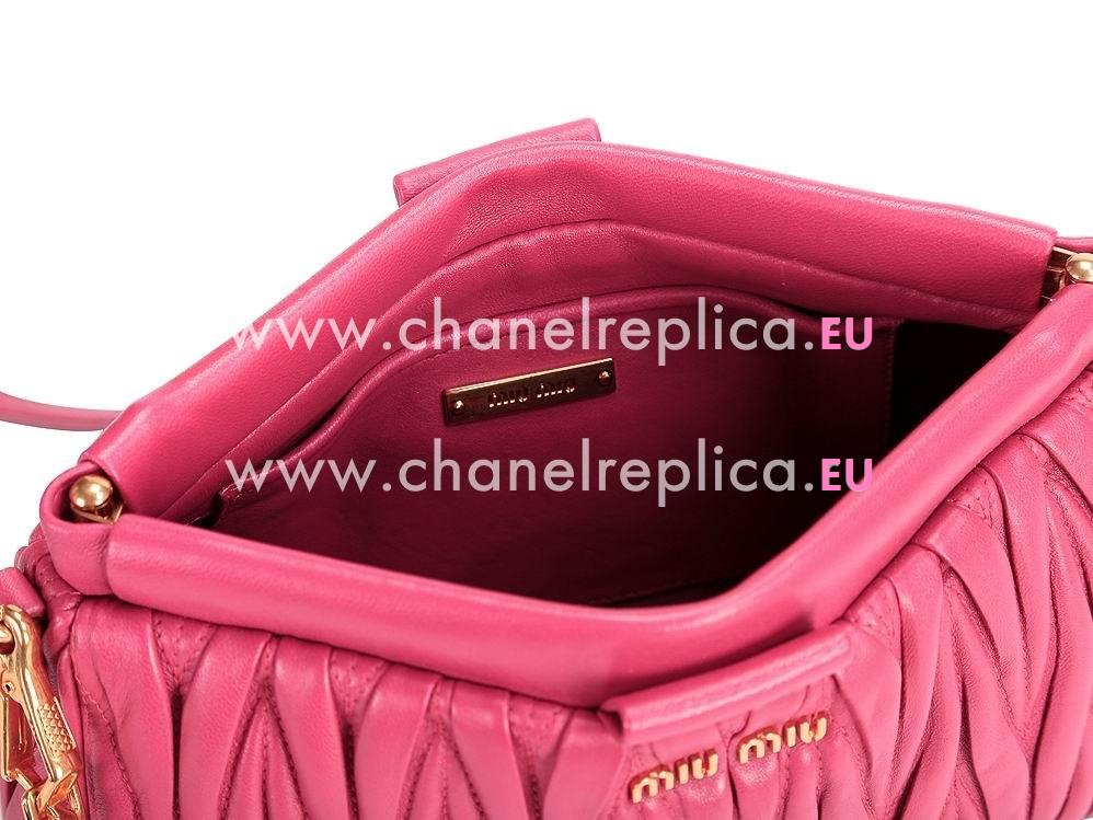 Matelassé nappa leather clutch Rose Red RP0356RR