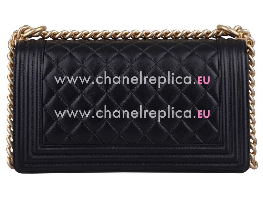 Chanel Calfskin Boy Bag Handbag Gold hardware Black A30677