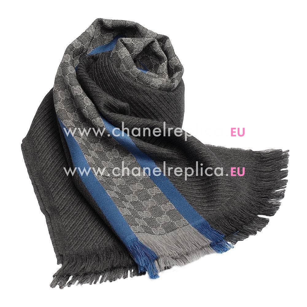 Gucci GG Logo Wool Scarf Deep Gray G6102811