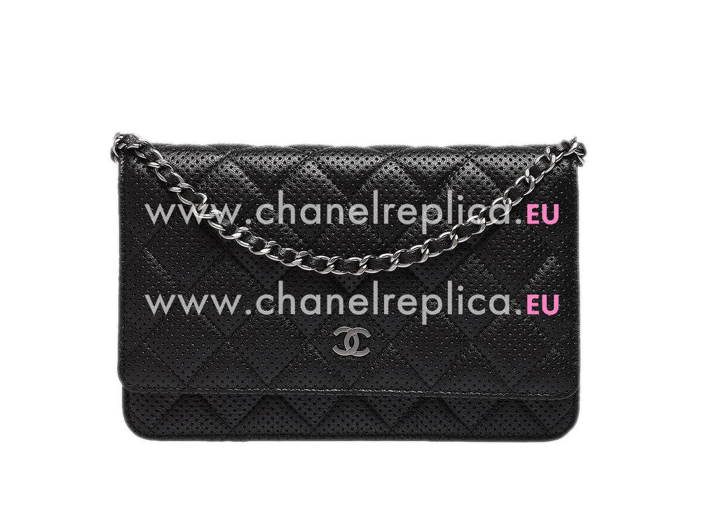 Chanel Lambskin Silver Chain Woc Bag Black A56898