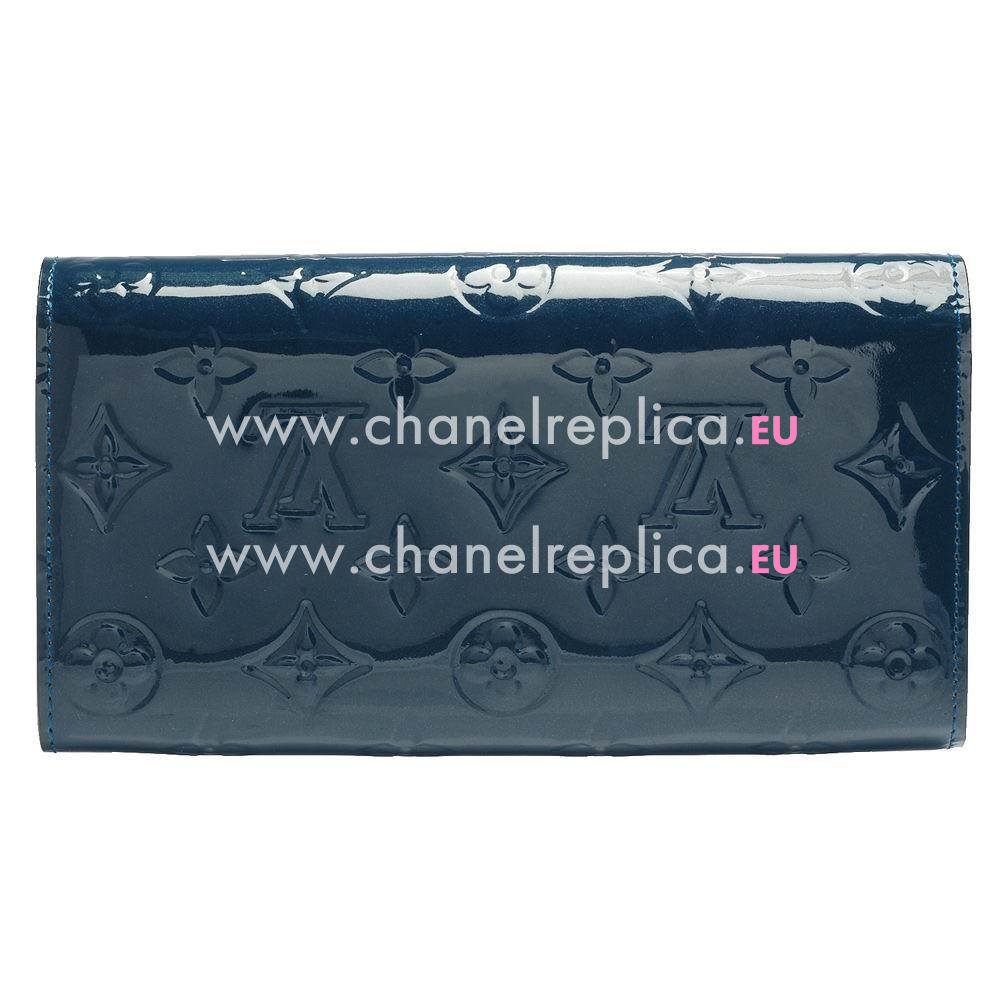 Louis Vuitton Monogram Vernis Patent Leather Wallet In Indigo blue M90049