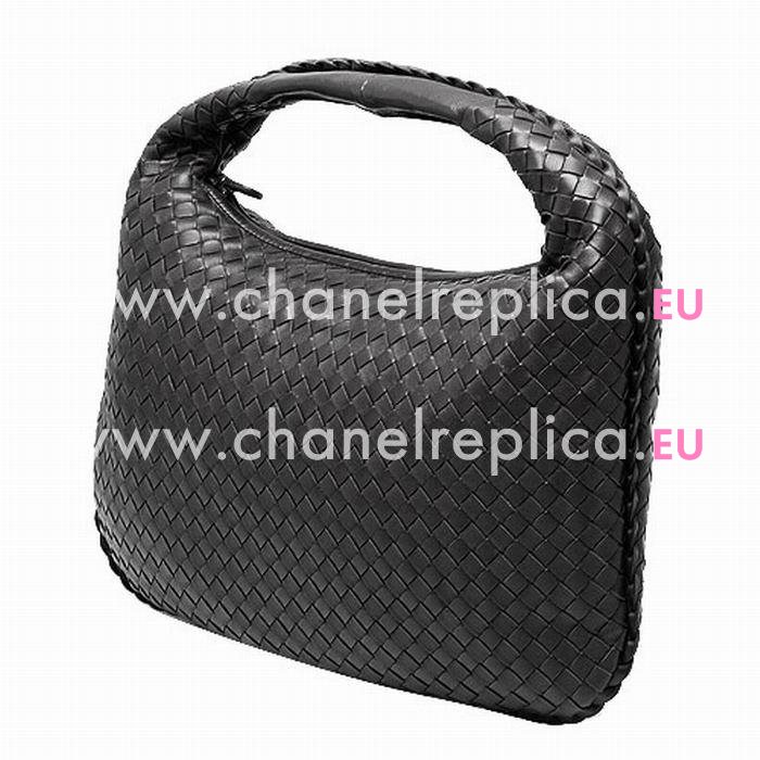 Bottega Veneta Classic Intrecciato Nappa Weave Falcate Shoulder Bag In Iron Grey B6110614