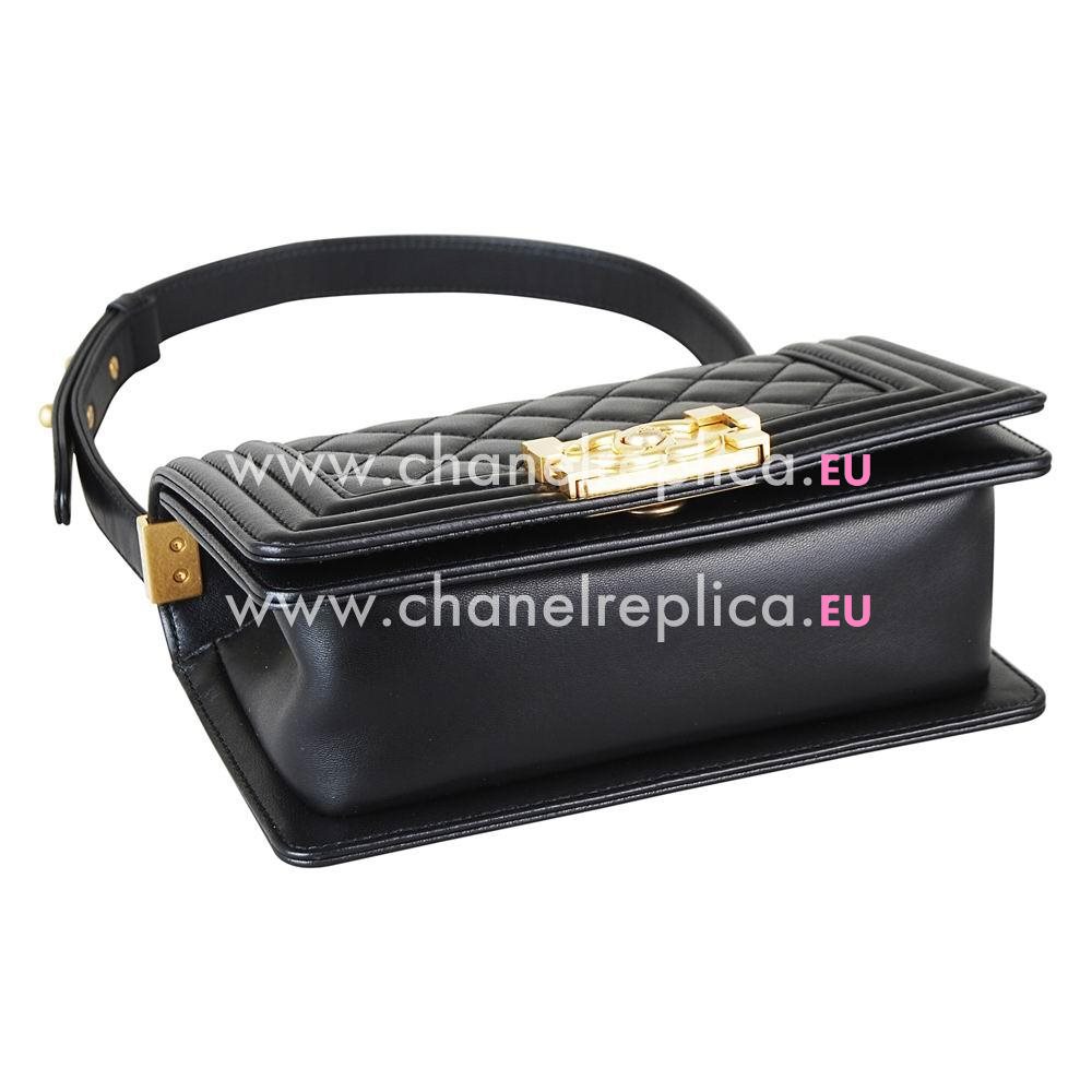 CHANEL Classic Boy Rhomboids Lambskin Bag Black C7042202