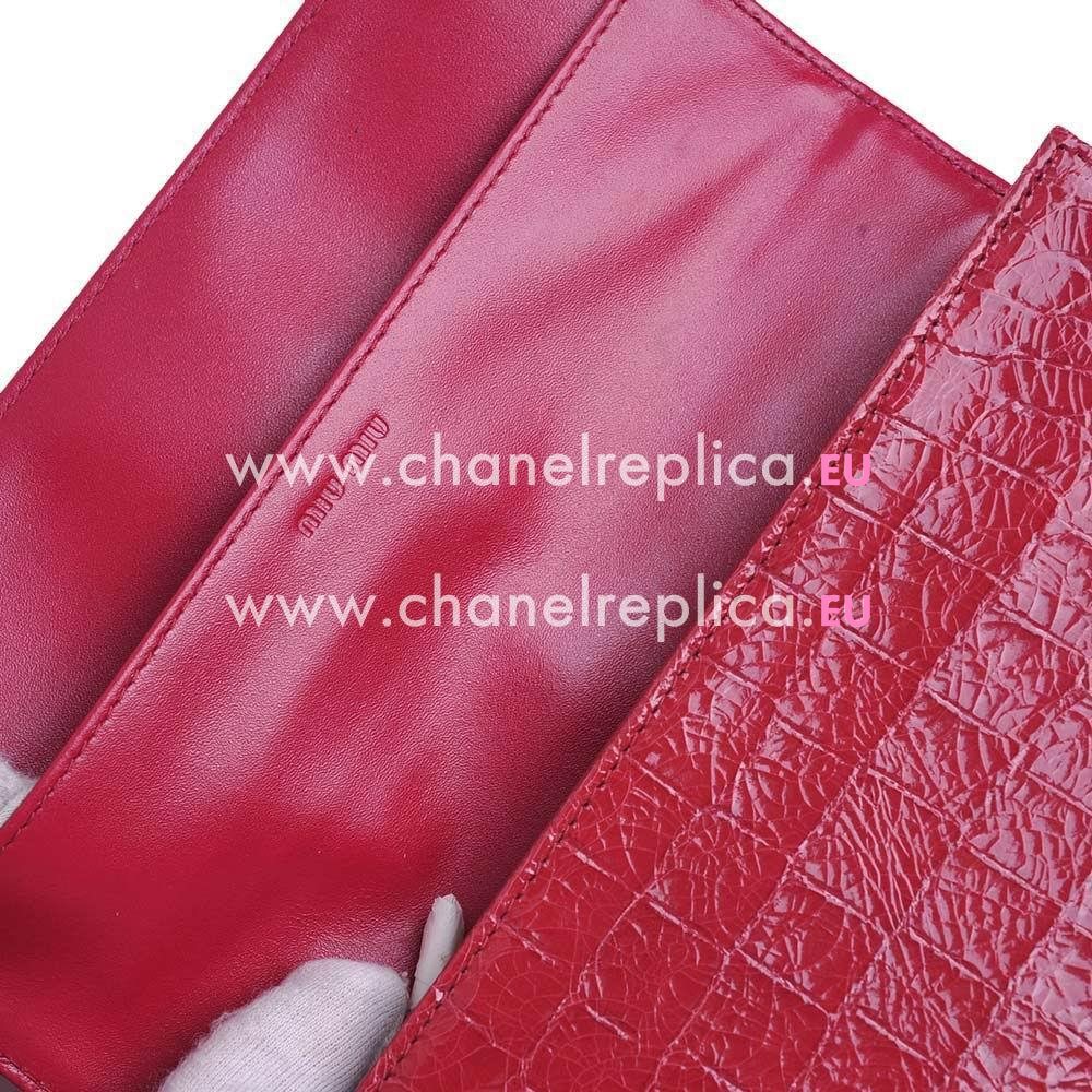 Miu Miu Matelassé Crocodile Wallet In Red MM5068830