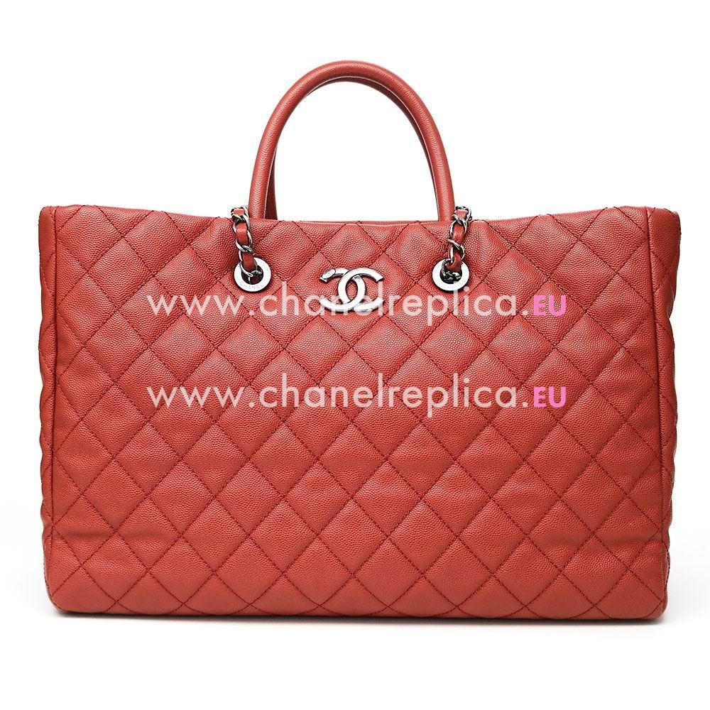 Chanel Classic CC Logo GST Bag In Red Anti-silver Chain A93525
